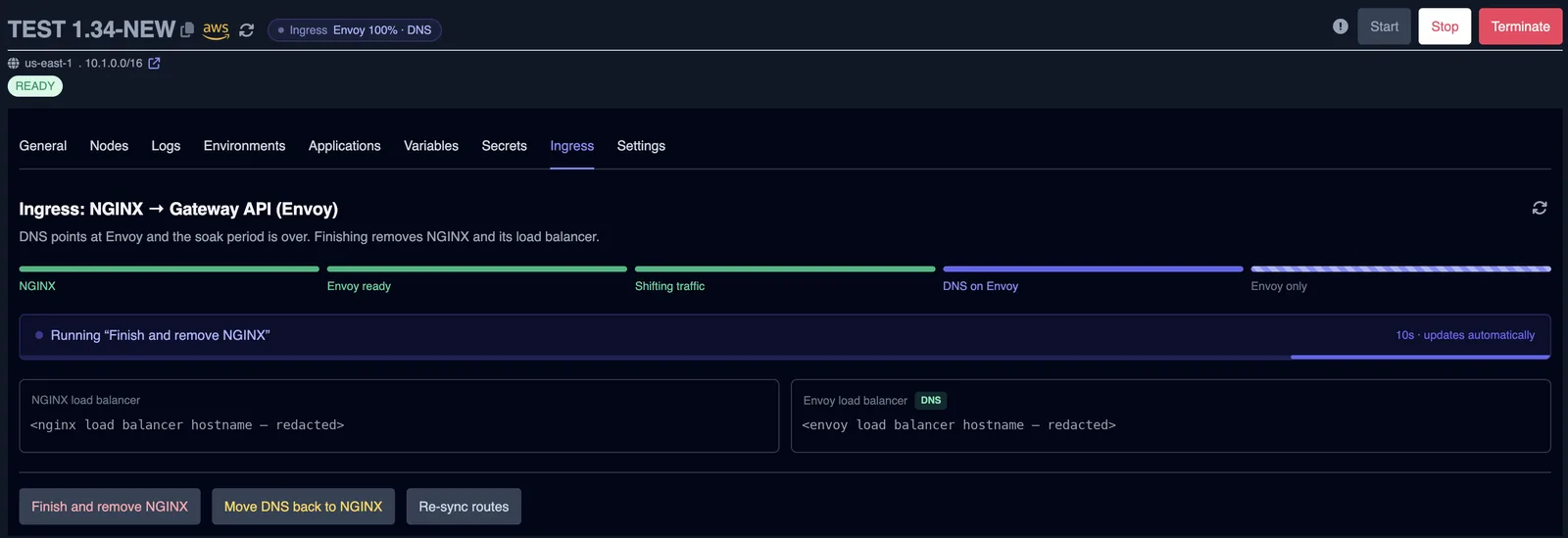 Running Finish step while NGINX is removed